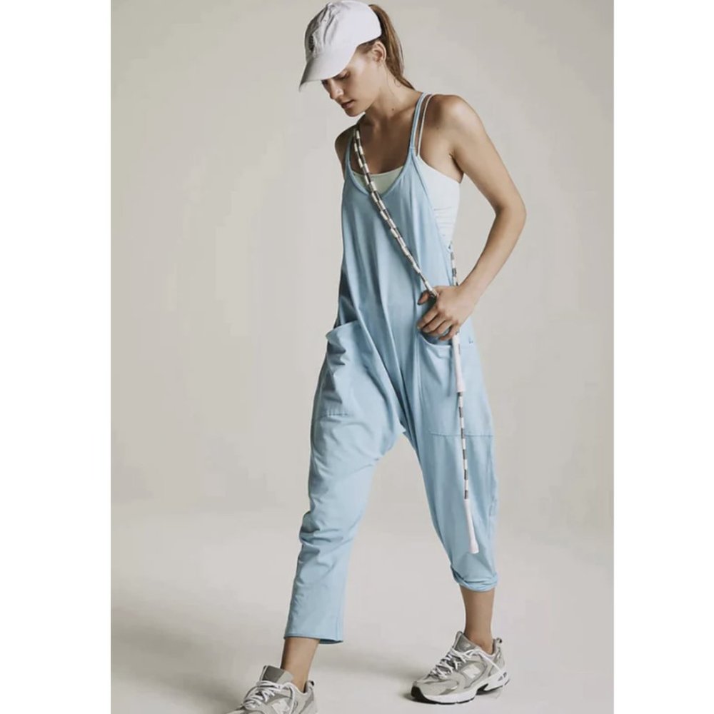 Free People Hot Shot Onesie Light Blue Slouchy Jumpsuit
